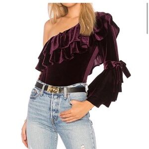 MISA Los Angeles One-Shoulder Gyda Velvet Bodysuit